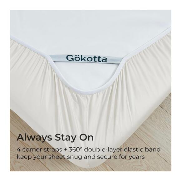 Gökotta King Size Bamboo Bed Sheets – Luxury 4-Piece Set – Cream White - Picture 9 of 13